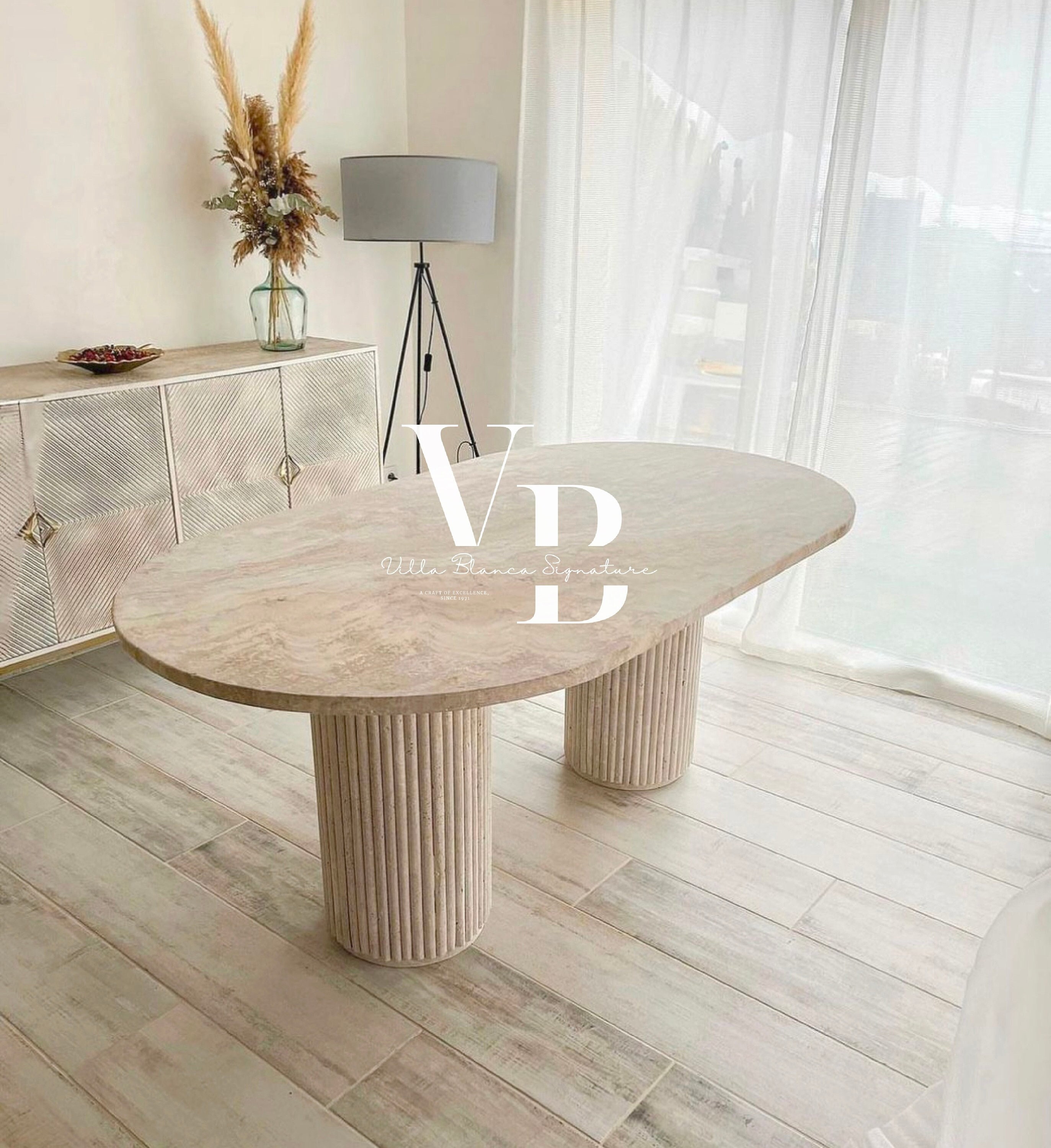 Cruz travertine on sale dining table