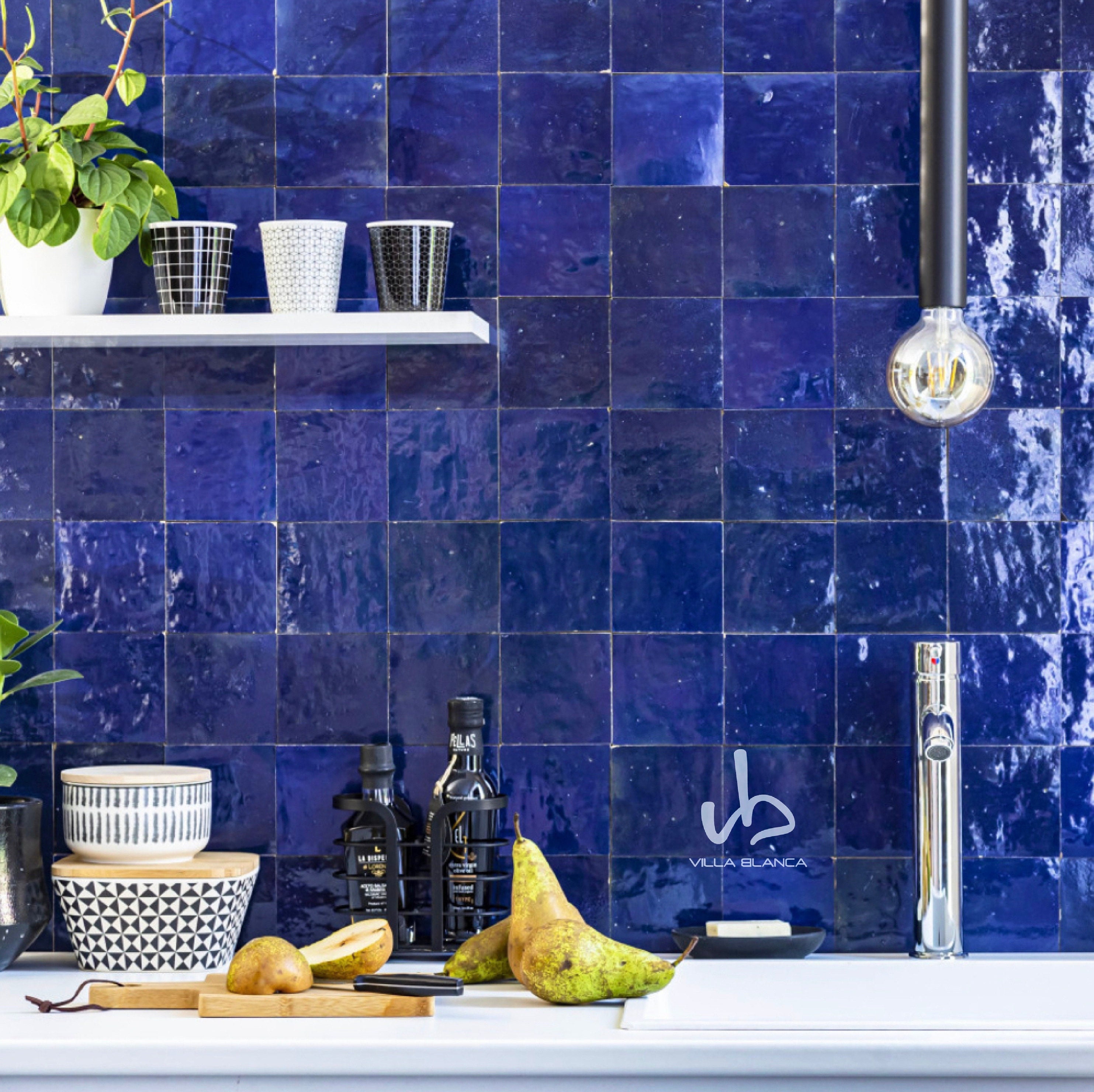 4x4 Handmade Moroccan Zellige Backsplash Tiles Blue Zellige - Etsy