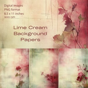 VINTAGE Lime cream set 1 Background Papers JUNK Journal digital paper journal paper collage scrapbooking paper mixed media instant download