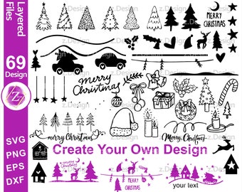 merry Christmas Winter bundle 69 designs, Christmas PNG Sublimation Design and SVG File for Cricut, Silhouette, Instant download