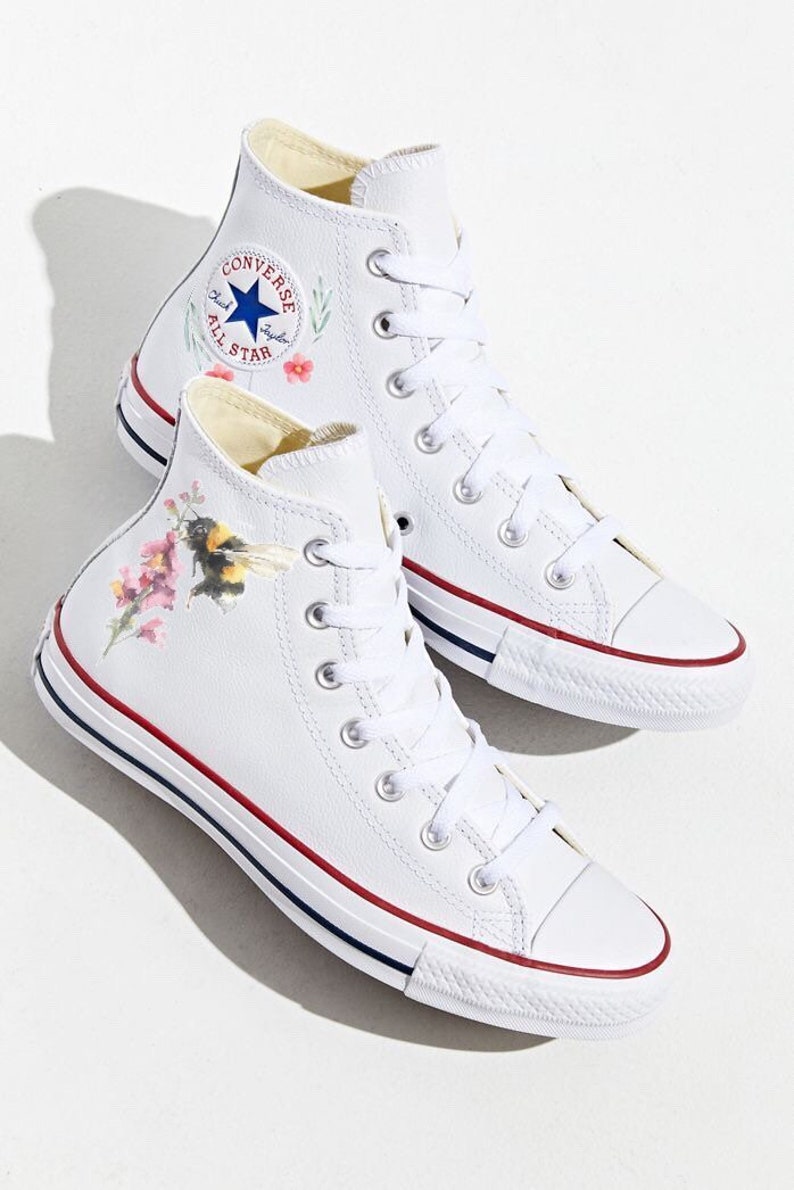 Hand Painted Bumble Bee and Flower Design Converse Trainer Hand Painted Bumble Bee and Flower Design Converse Trainer
