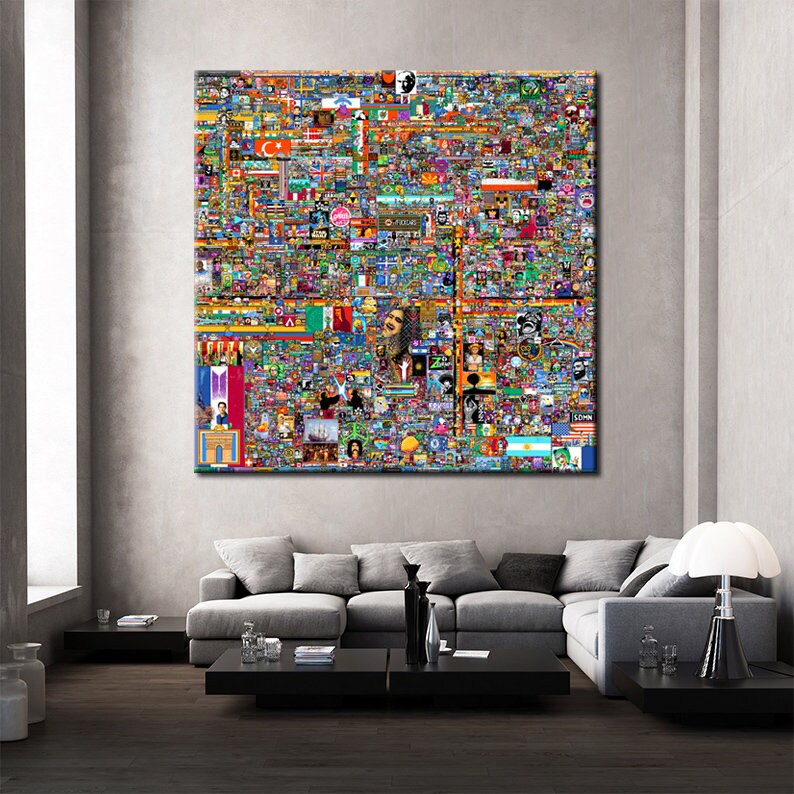 Reddit R/place 2022 Canvas Final Image Reddit Canvas Print Etsy