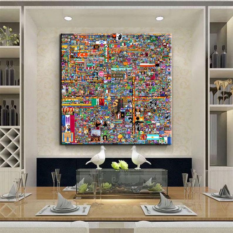 Reddit R/place 2022 Canvas Final Image Reddit Canvas Print Etsy