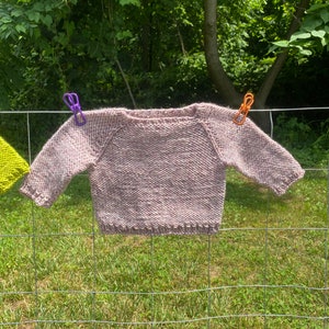Blush Pink Hand Knit Baby Sweater - Pullover - newborn - 6 month size, hand dyed Merino wool