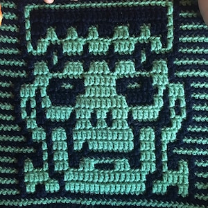 SoS Hallowe&#39;en ~ Frankenstein&#39;s Monster Mosaic Crochet Pattern