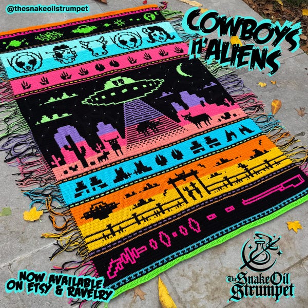 SoS Cowboys n' Aliens! Mosaic Crochet Blanket Pattern