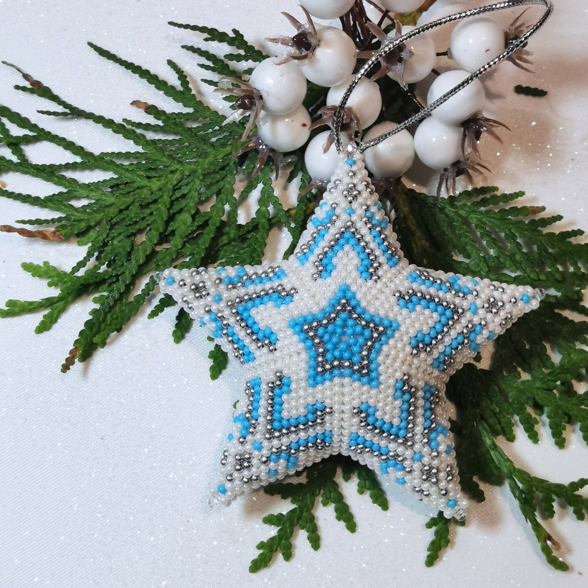 3D Peyote Beaded Star. Christmas tree toy, home party decor, beaded…