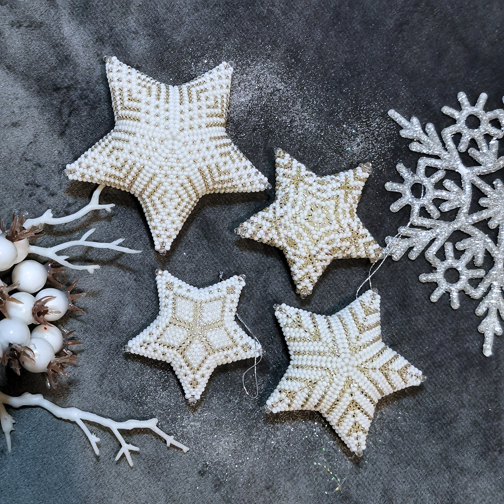 3D Peyote Beaded Star. Christmas tree toy, home party decor, beaded…