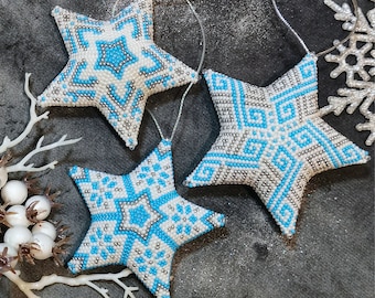 3D Peyote Beaded Star. Christmas tree toy, home party decor, beaded christmas decoration, Christmas garland, 3D beaded star, winter decor