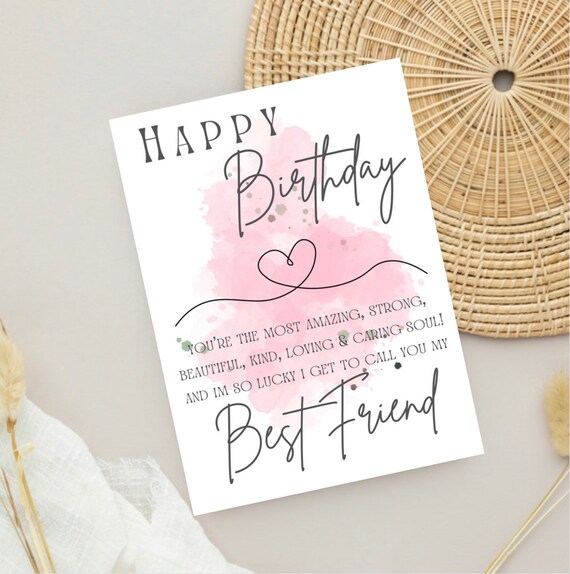 Birthday Card for Female Friend Poem Happy Birthday Blank - Etsy UK