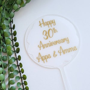 Personalised Anniversary Cake topper // Name // Acrylic Circle // Anniversary years