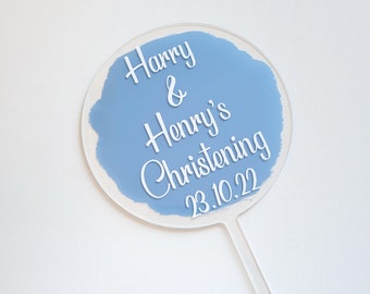 Personalised Christening Cake topper // Name // Date // Acrylic Circle