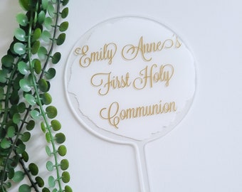 Personalised First Holy Communion Cake topper // Name // Date // Acrylic Circle