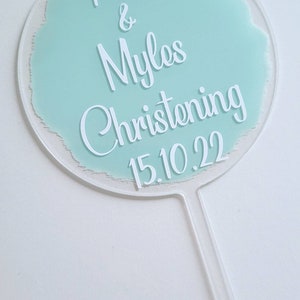 Personalised Christening Cake topper // Name // Date // Acrylic Circle image 7