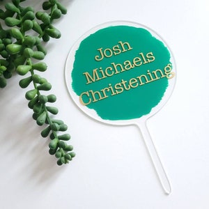 Personalised Christening Cake topper // Name // Date // Acrylic Circle image 3