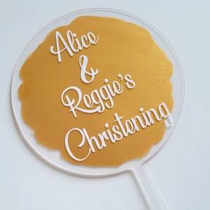Personalised Christening Cake topper // Name // Date // Acrylic Circle image 8