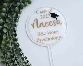 Personalised Graduation Cake Topper: Gold Name & Year