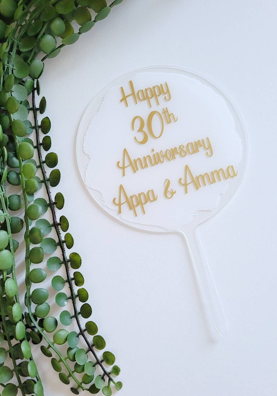 Personalised Anniversary Cake topper // Name // Acrylic Circle // Anniversary years