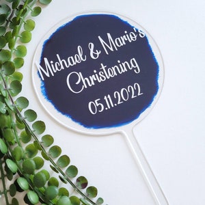 Personalised Christening Cake topper // Name // Date // Acrylic Circle image 6