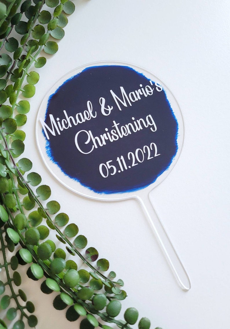 Personalised Christening Cake topper // Name // Date // Acrylic Circle image 6