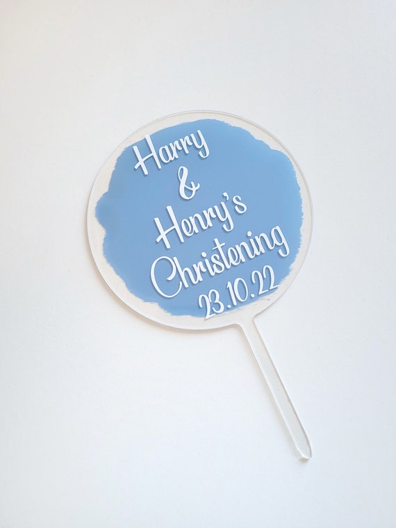 Personalised Christening Cake topper // Name // Date // Acrylic Circle