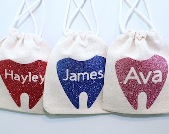 Personalized Tooth Fairy Bag: Glitter Name Pouch