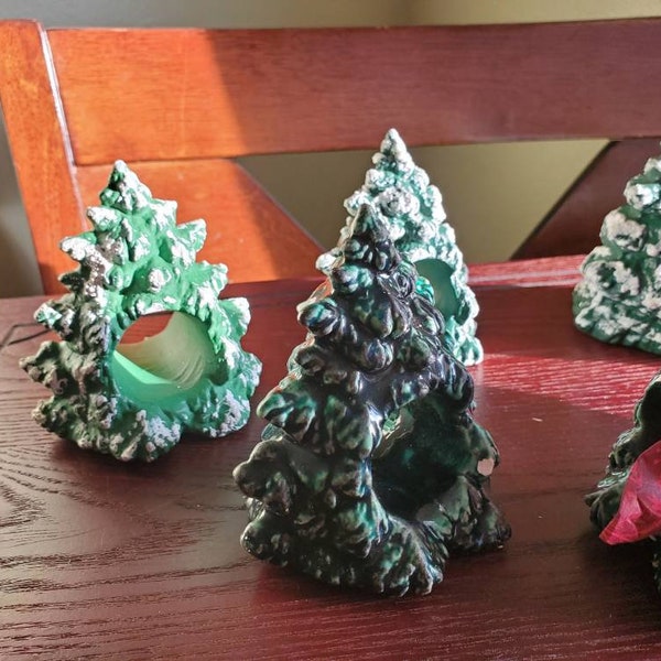 Ceramic Christmas Tree Napkin Rings Etsy