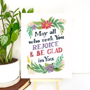 Bible Verse Calligraphy//Rejoice and be Glad, Psalm 40:16, 11x14//Christian Wall Art//Hand Lettered//Fine Art Print//