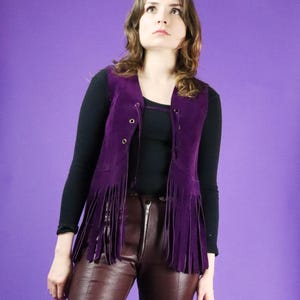 Vintage 1970s Purple Suede Fringe Vest
