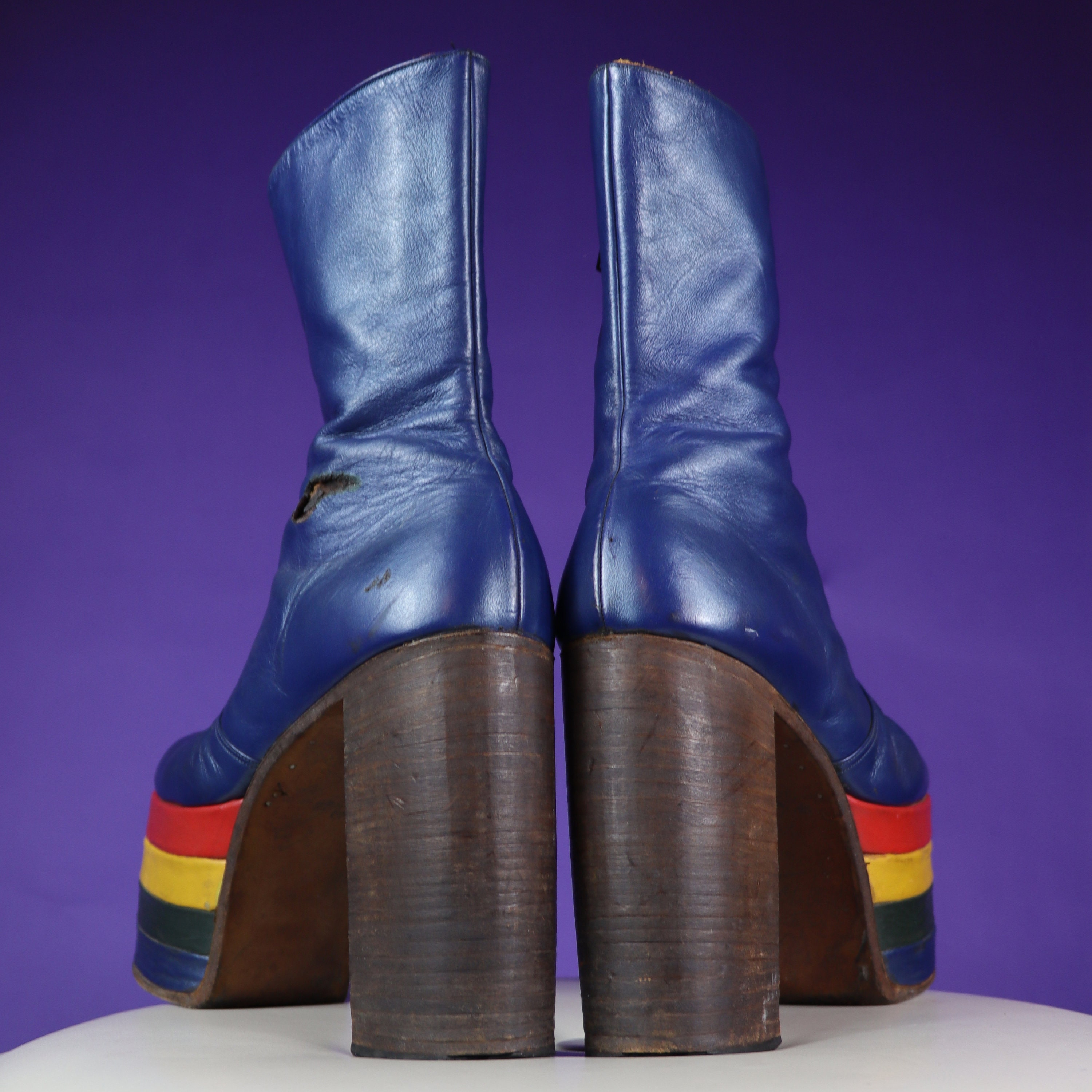 Vintage 1970s RARE Platform Boots Rainbow Glam Rock Wooden - Etsy