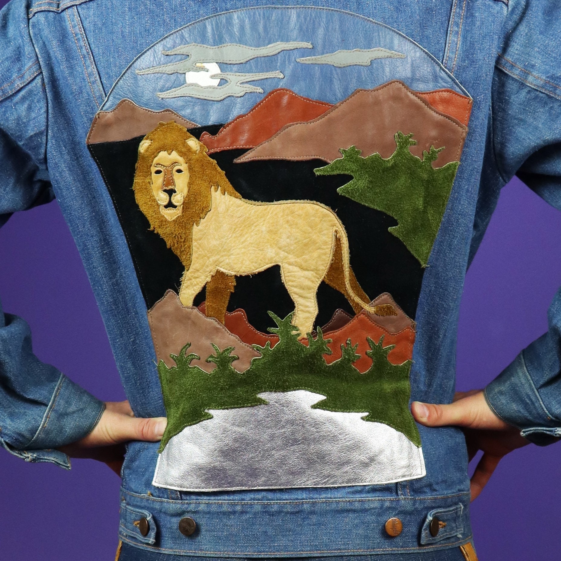 ジャケット・アウター 70's WRANGLER PATCHWORK DENIM JACKET Vintage 1970s Leather Patchwork Denim Wrangler Jacket Lion - Etsy