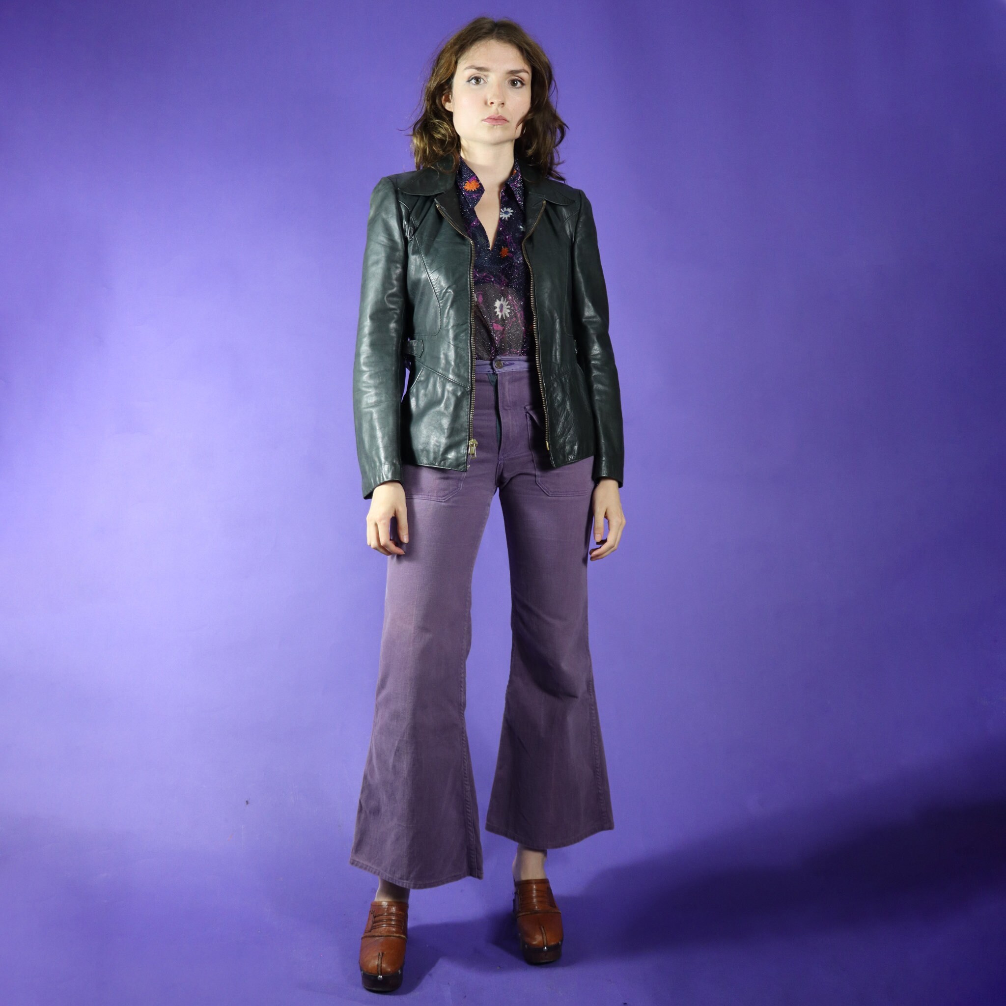 70s Gandalf ガンダルフ 花柄ペイント パッチワーク レザージャケット GANDALF Jacket Vintage Jacket 70s Patchwork Jacket Leather
