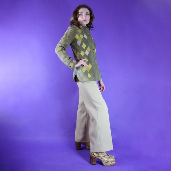 Vintage 1970s Patchwork Suede Jacket Harlequin Di… - image 2