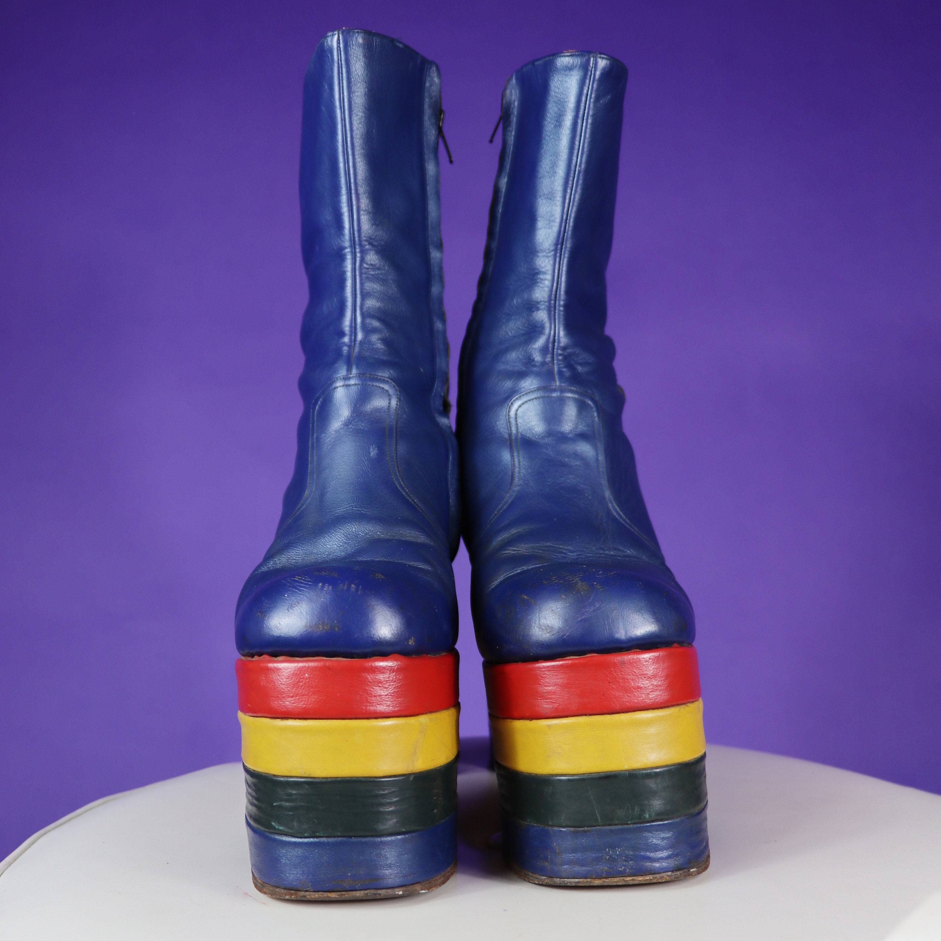 Vintage 1970s RARE Platform Boots Rainbow Glam Rock Wooden - Etsy
