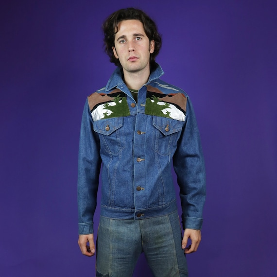 ジャケット・アウター 70's WRANGLER PATCHWORK DENIM JACKET Vintage 1970s Leather Patchwork Denim Wrangler Jacket Lion - Etsy