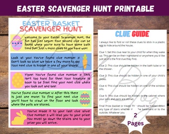 Easter Basket Scavenger Hunt | Printable Clues, Indoor Game (PDF)