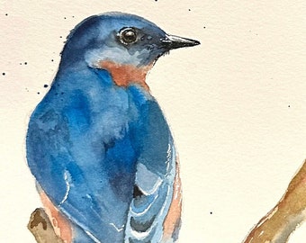Wall Art Watercolor Bluebird Print Bird Lover Painting Bird Art Gift