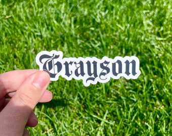 Custom Gothic Name Sticker - Personalized, First or Last Name, Handmade, Customize, Waterproof Sticker