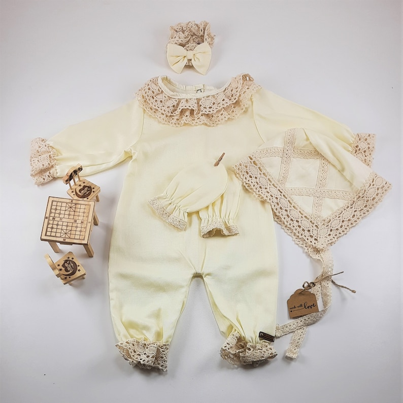 Beige Romper Set Many popular brands GlovesHat Newborn Coming Home Pe Mesa Mall Outfit