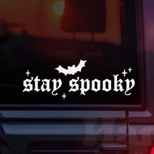 Stay Spooky Bat Car Decal, Funny Car Decals For Women, Coffee Window Decal, Old English Bumper Sticker, Goth Car Decor, Car Accessories
