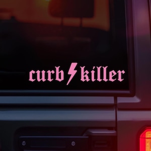 Vinyldekal för bil med Curb Killer, rolig förarklistermärke, goth-dekal, present till biltjej, alternativt biltillbehör, vindrutedekal