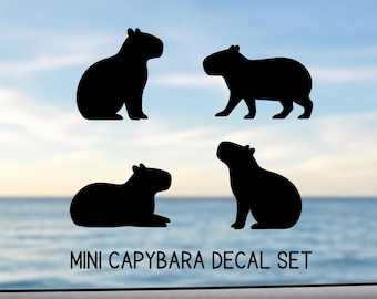 Capybara Car Decal Set, Cute Capybara Vinyl Stickers, Animal Lover Window Decal Pack, Funny Rodent Car Sticker, Capybara Gift