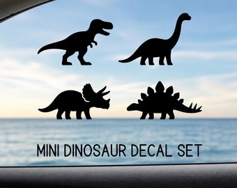 Mini Dinosaur Car Window Decal Set, Tiny Dino Vinyl Stickers, Cute Dinosaur Silhouette Decals, Small Jurassic Car Accessories
