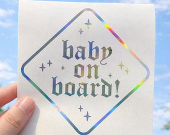 Pegatina para ventana de coche "Bebé a bordo", estilo gótico, regalo para padres primerizos, pegatinas para coche de bebé, pegatina retro para parachoques, accesorios para coche, pegatina gótica