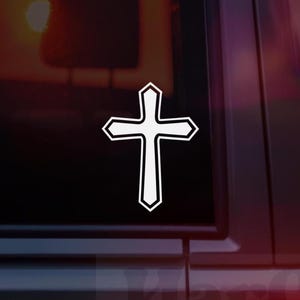 Cross Vinyl Car Decal, Christian Bumper Stickers, Rear View Mirror Decal, Faith Decal, Laptop Decal, Window Decal, Car Decals For Women