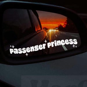 Passenger Princess Vinyl Mirror Decal, Gift For Her, Retro Car Decal, Mirror Stickers, Waterproof Sticker, Cute Car Accessories