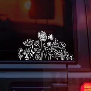 Wildflower Decal, Flower Decal, Window Decal, Car Window Decal, Kitchen Window Decal, Mirror Decal, Mom Car Decal, Van Decal, Laptop Decal