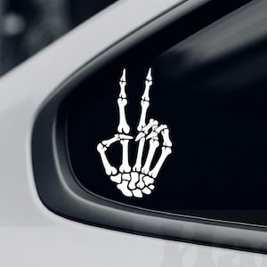 Skelett Peace-Zeichen Vinyl-Autofenster-Aufkleber, Peace Hand Aufkleber, Skelett Hand Aufkleber, lustige Auto-Abziehbilder für Frauen, Goth-Autozubehör
