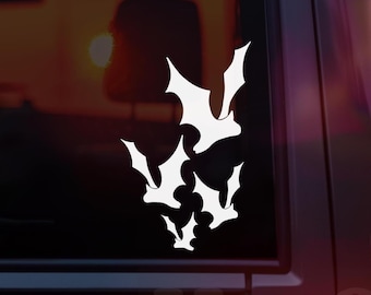 Flying Bats Car Decal, Spooky Bat Window Sticker, Goth Halloween Car Accessory, Witchy Vinyl Decal, Minimal Horror Decor
