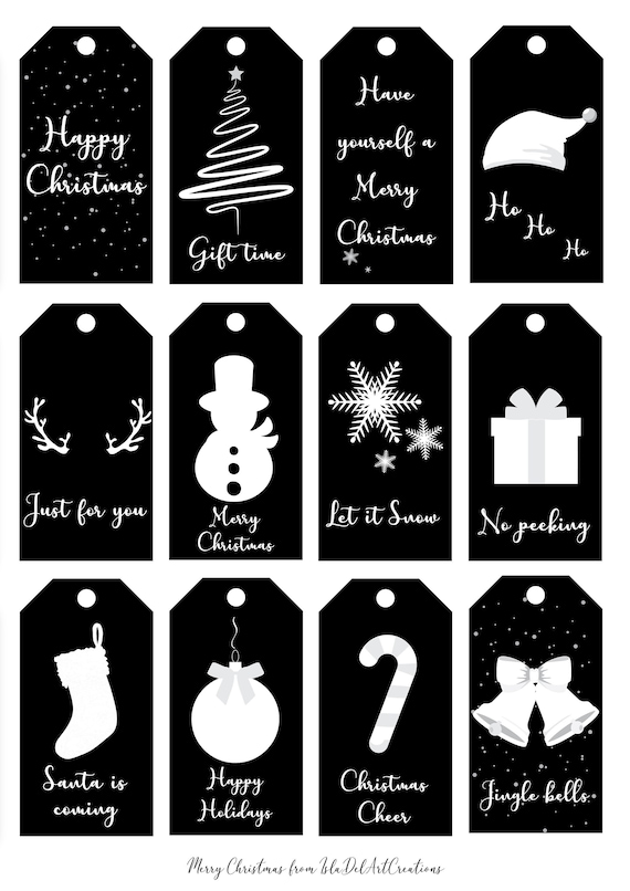 Printable Christmas Tags Black And White